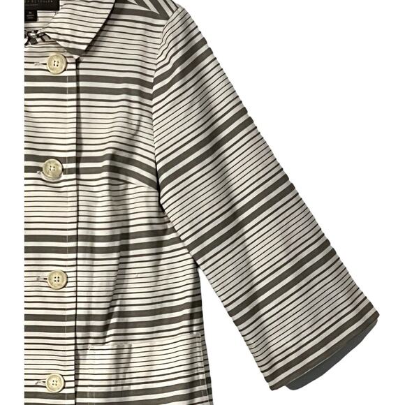 Proenza Schouler Coatigan Womens Size M Gray Striped Cotton Pockets Midi Buttons - Picture 4 of 10